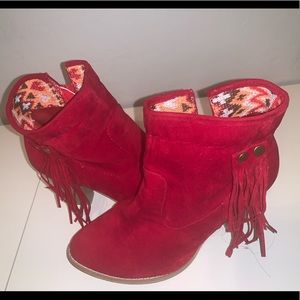 Red tassel ankle boots  size  8.5